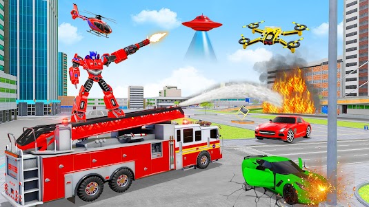 Fire Truck Robot Car Game 137 screenshot 7