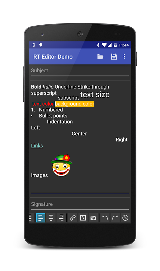 Demo apk. Text Editor Android.