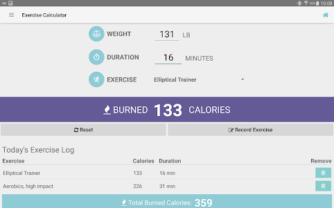 Exercise Calorie Calculator 3.0.1 screenshot 8