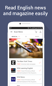 Learn English with News,TV,YouTube,TED - Scan News 1.3.6 screenshot 1