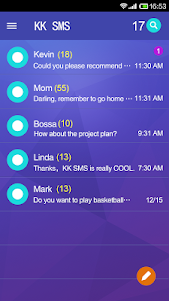 KK SMS Purple Theme 1.0 screenshot 1